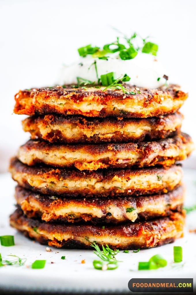 Cheesy Leftover Mashed Potato Pancakes