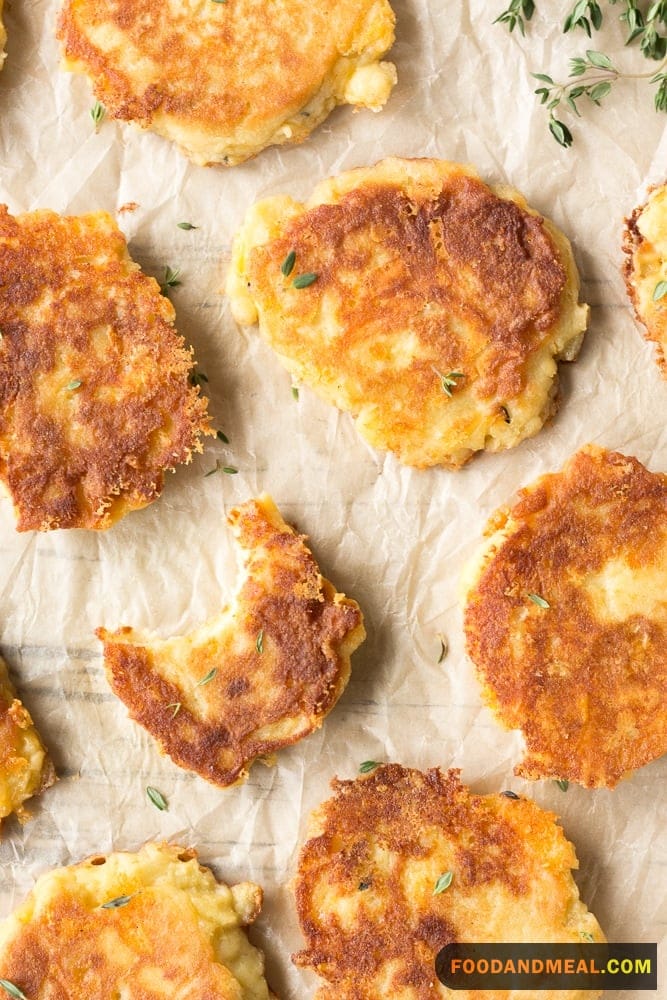 Cheesy Leftover Mashed Potato Pancakes