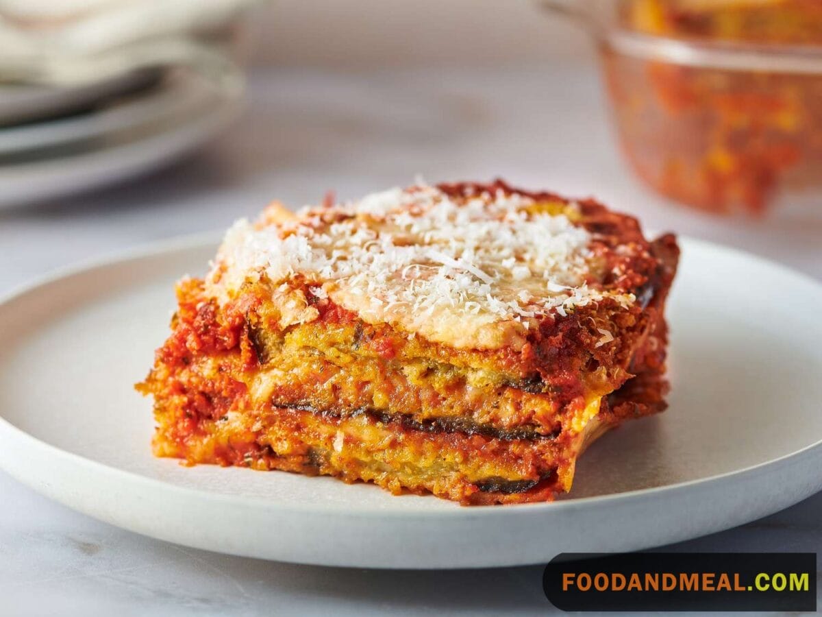 Layers of love: Marinara, cheese, and eggplant coming together.