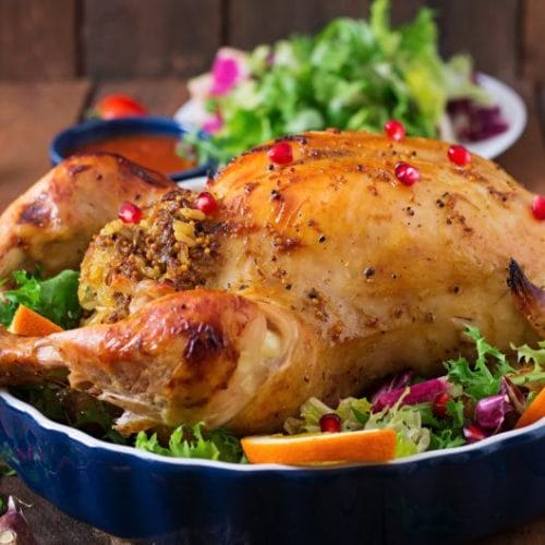 Roasted Chicken With Rice Stuffing