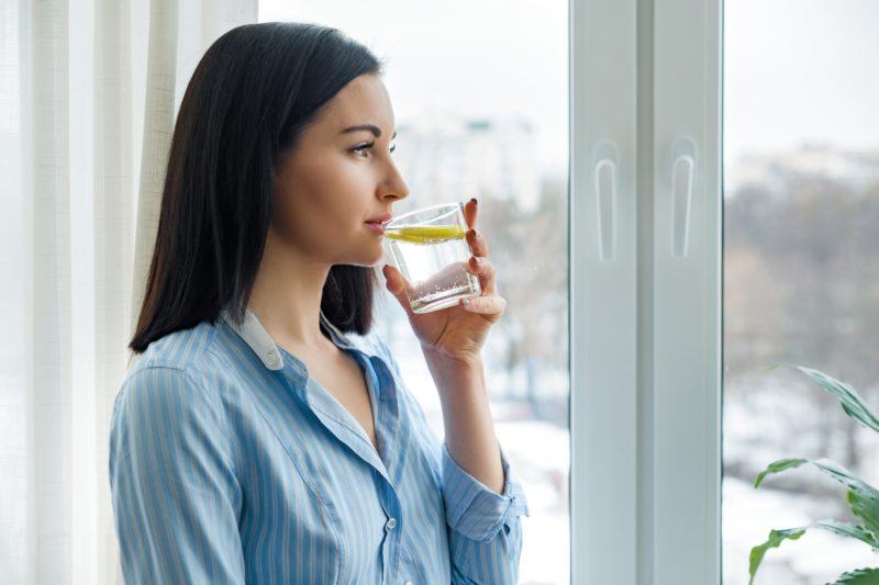 Drinking Cucumber Water In Winter Spring Season.