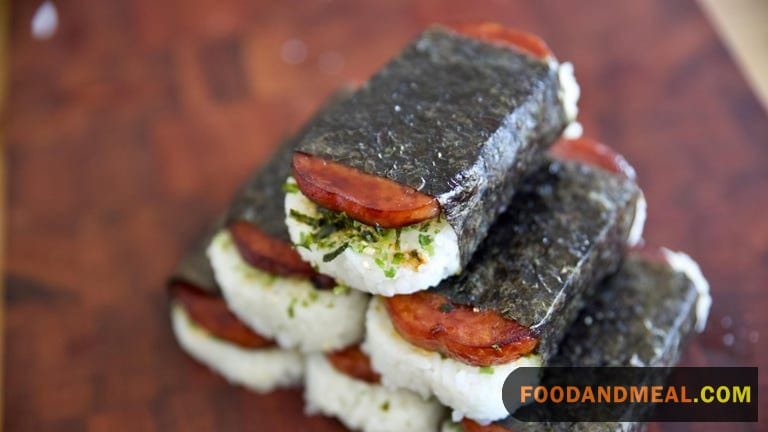 Perfectly Pressed Spam Musubi, Ready To Be Savored.