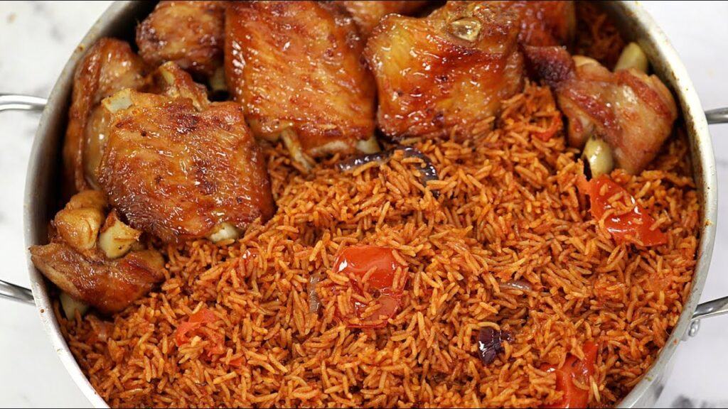 A pot of Nigerian Jollof Rice: where tradition meets flavor.