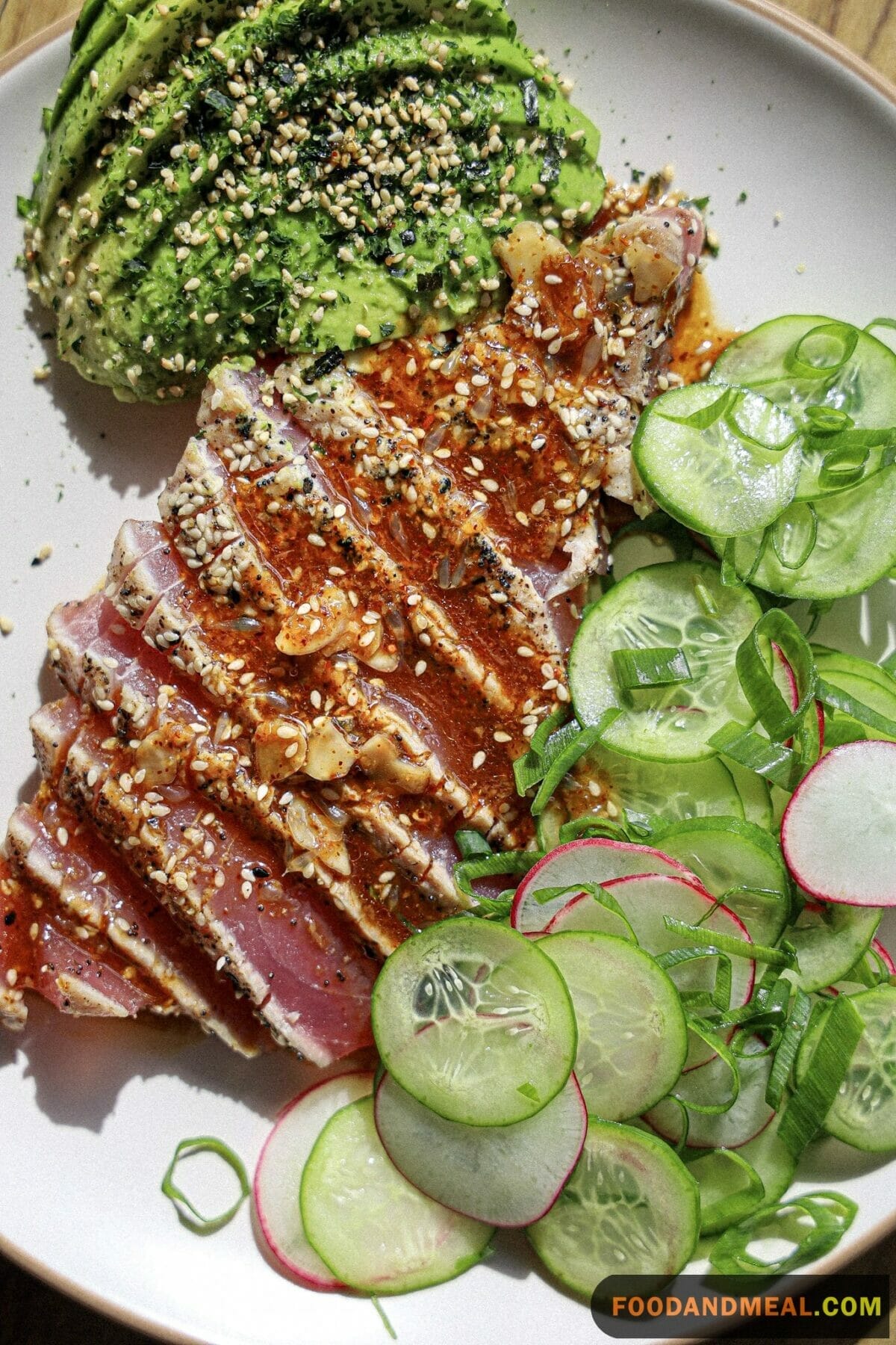  Tuna Steak with Avocado Cucumber Salad