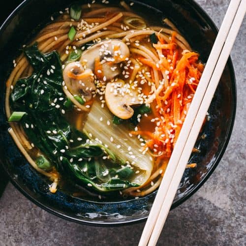Homemade Japanese Mushroom Noodle Soup Recipe