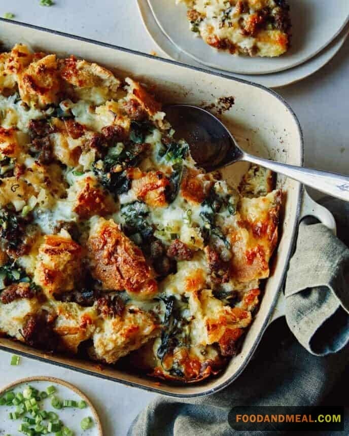 Spinach And Cheese Strata.