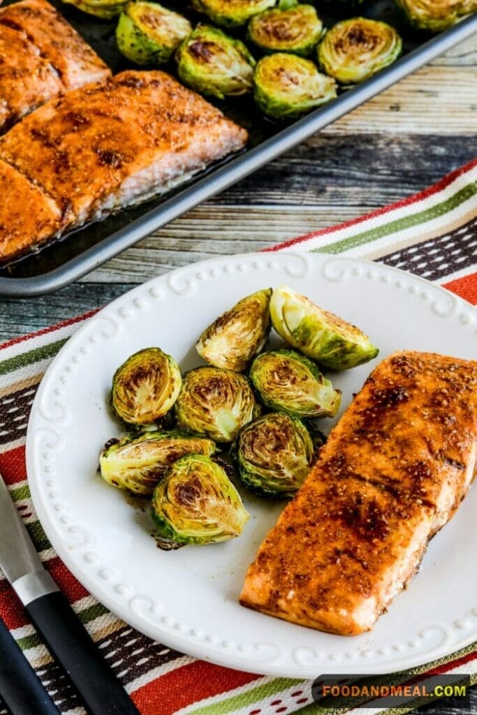 Salmon With Lemon Pepper Sauce And Roasted Brussel Sprouts