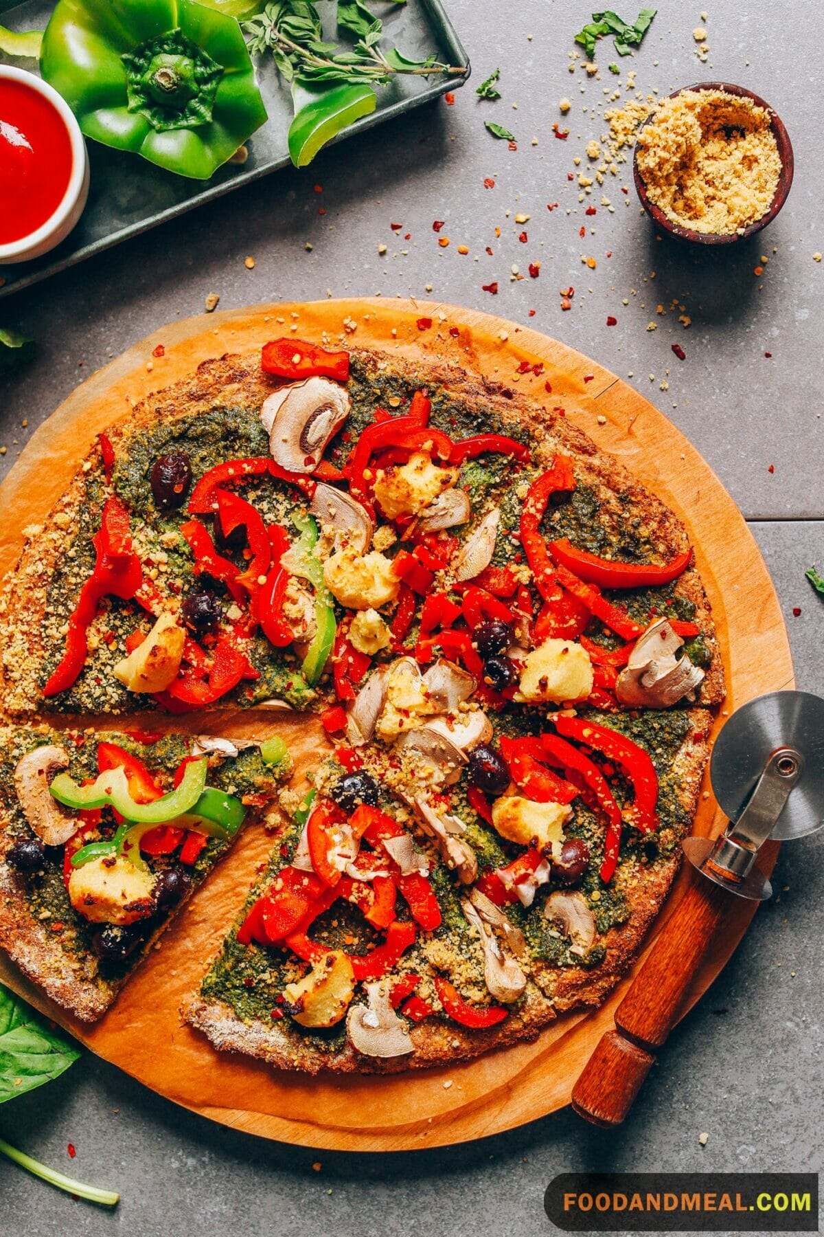 Cauliflower and Almond Crust Pizza