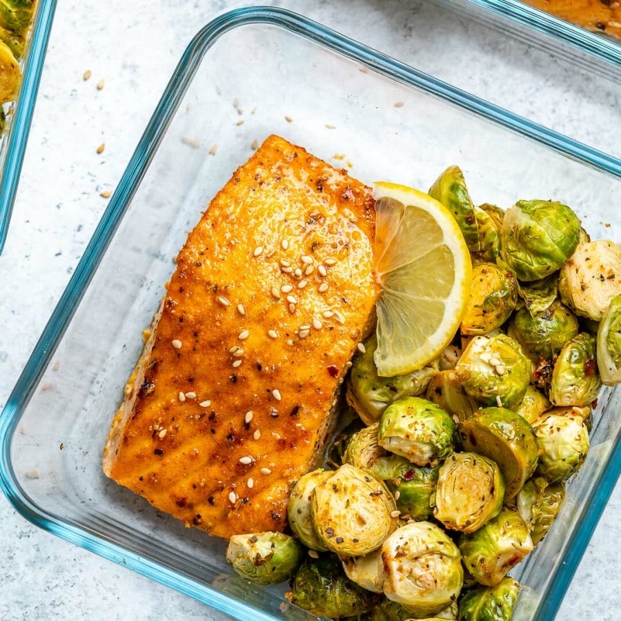 How to cook Salmon with Lemon Pepper Sauce and Roasted Brussel Sprouts