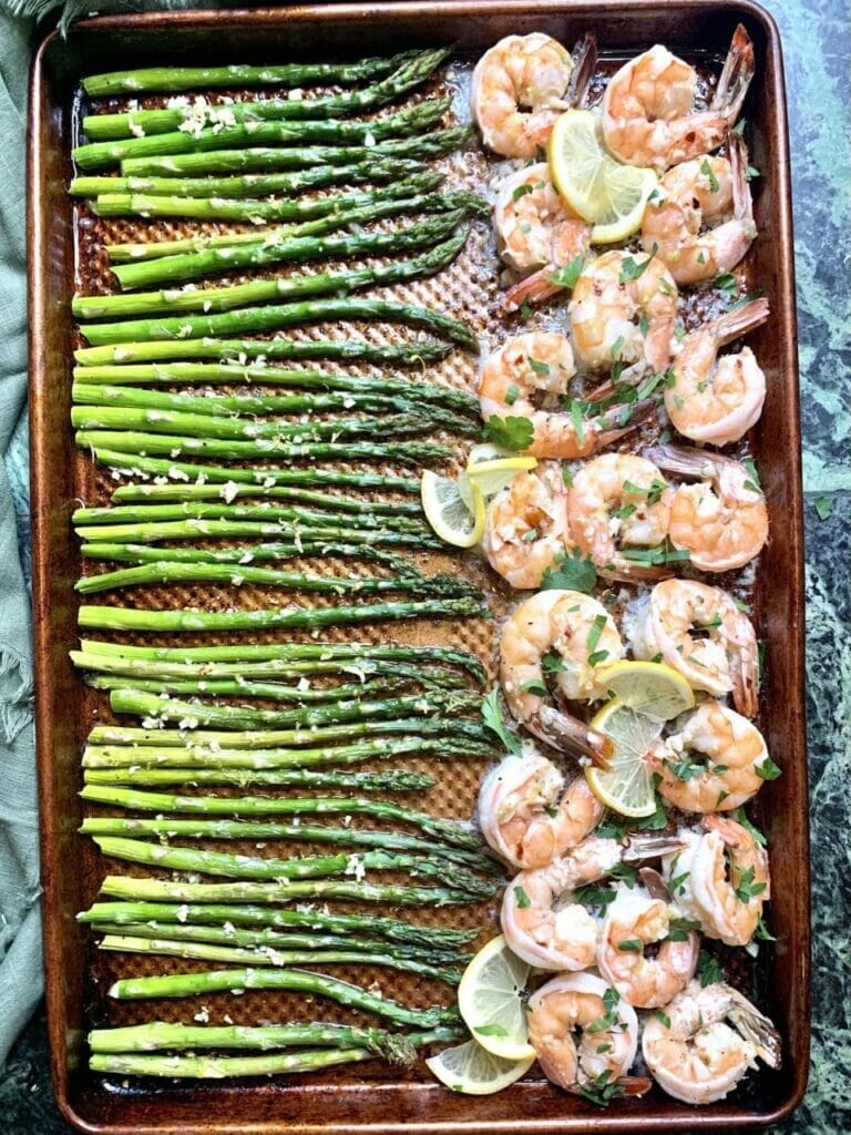 Lemon Butter Sheet Pan Shrimp recipe for babies 6-8 months old Lemon meets butter in a harmony of flavors that dance on your baby's palate.