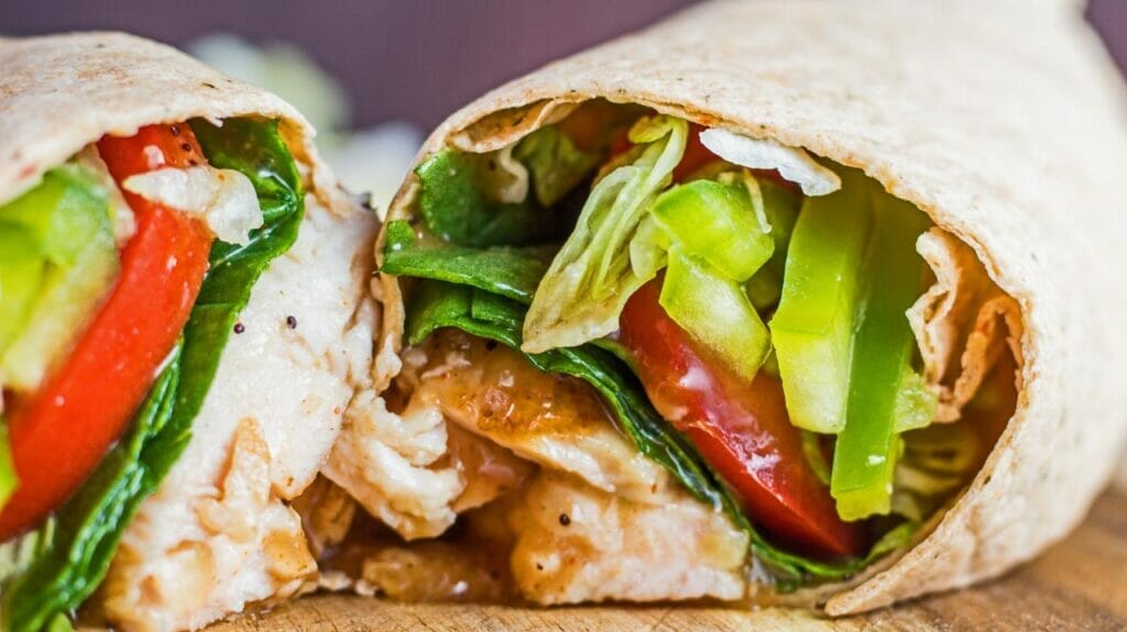 Paired to perfection: Teriyaki Chicken Wraps with a refreshing cucumber salad.