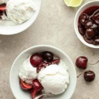 5 steps to make Coconut Sorbet with Cherries in Syrup 1