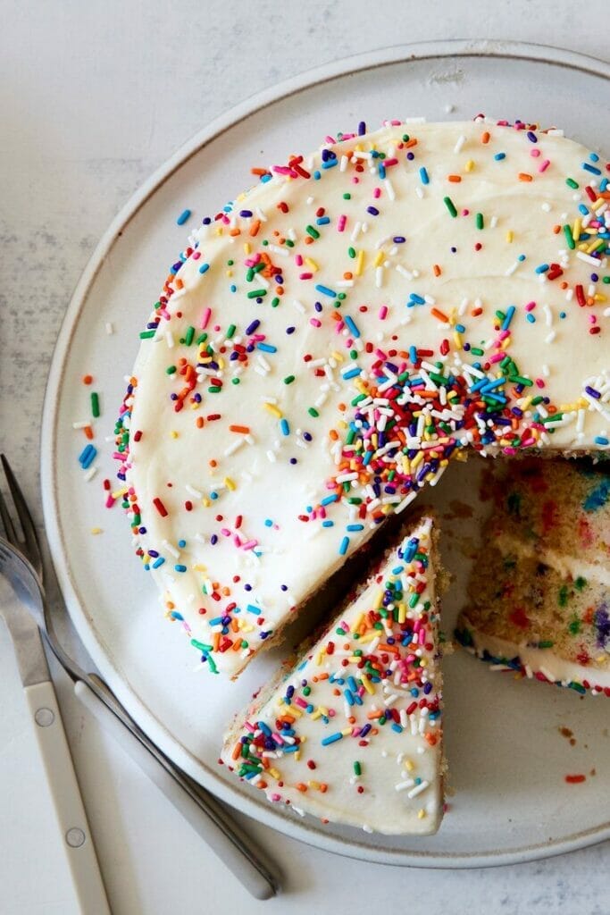 Rainbow Sprinkle Cake with Crumb Topping