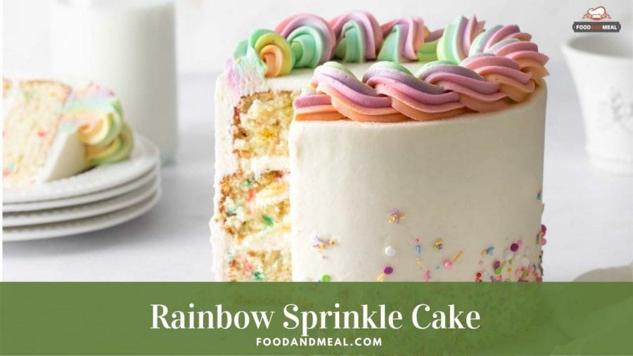 6 easy steps to make Rainbow Sprinkle Cake with Crumb Topping 1