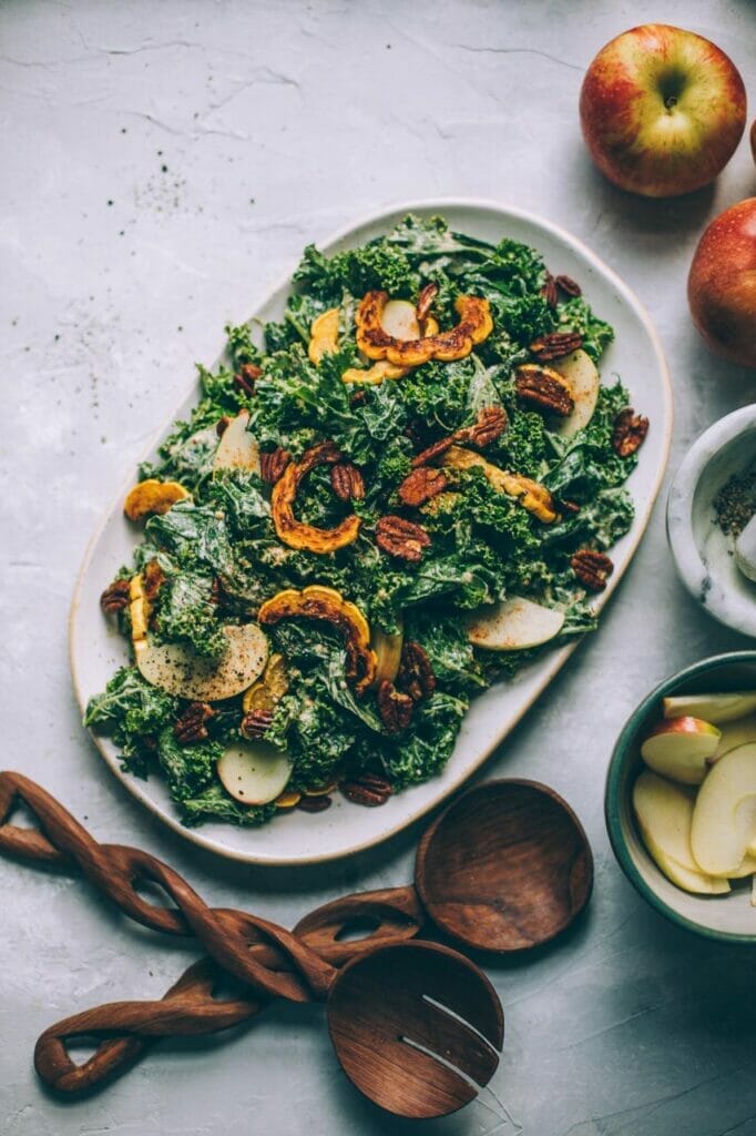 How to make Kale Apple And Pecan Salad With Maple Dressing