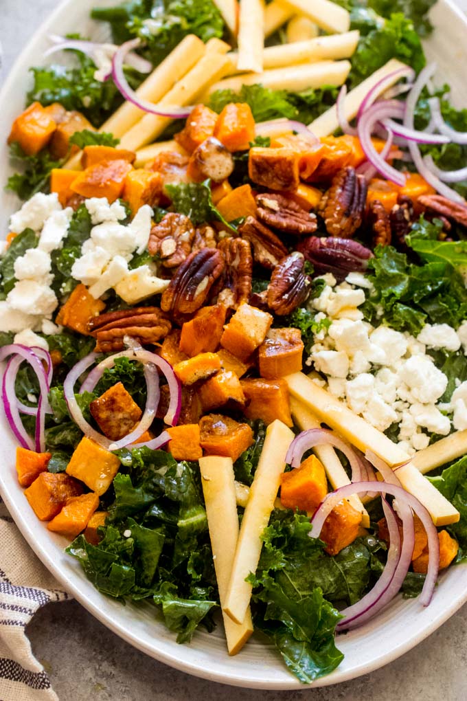 How to make Kale Apple And Pecan Salad With Maple Dressing