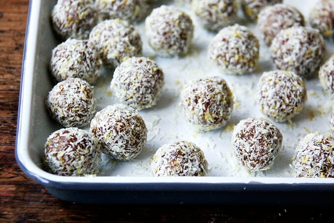 The golden allure of oven-toasted Coconut Date Bites.