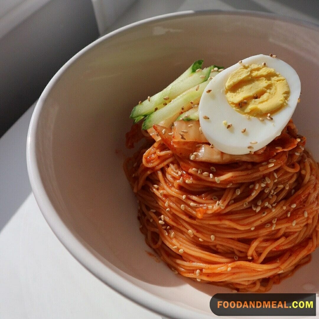  Tossed Salad With Shrimp, Noodles, And Spicy Korean Dressing. 