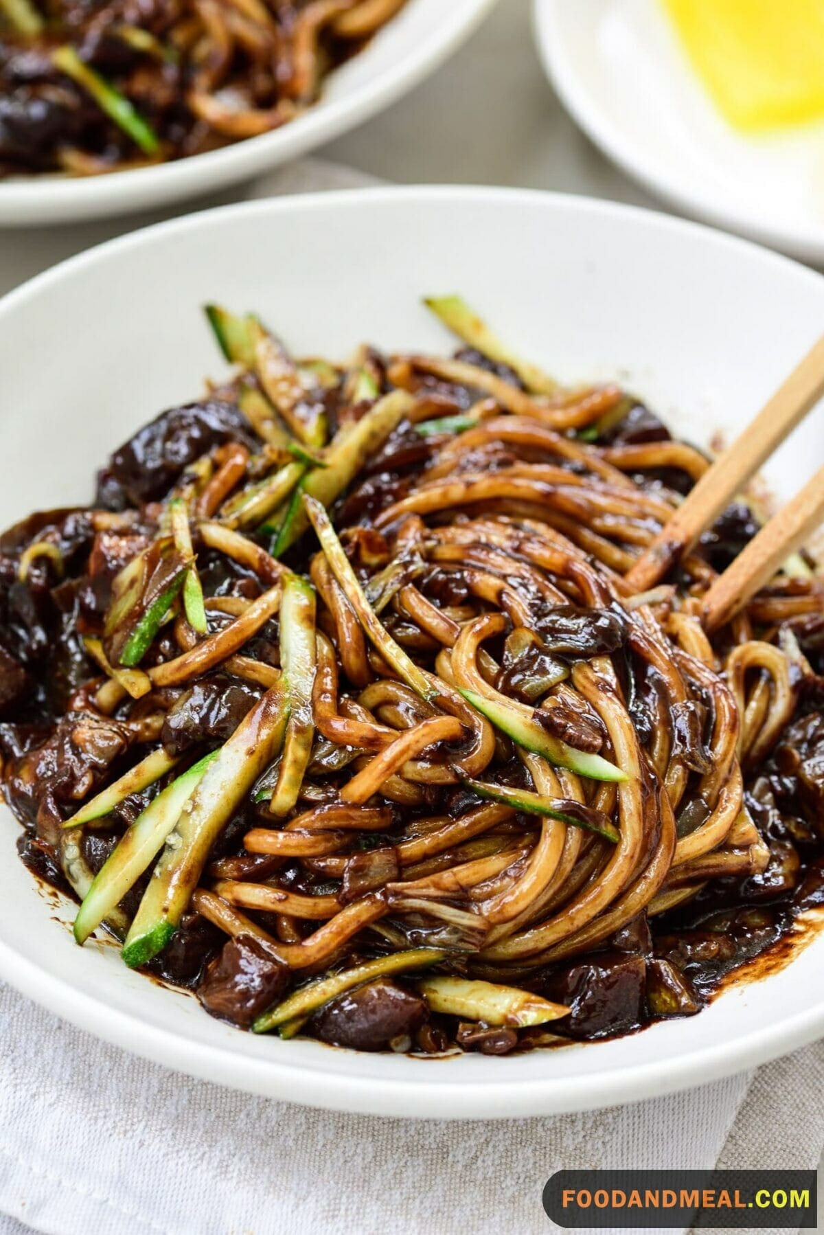 Korean-Chinese Noodles In Black Bean Sauce