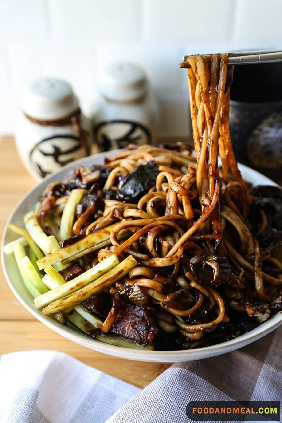Korean-Chinese Noodles In Black Bean Sauce
