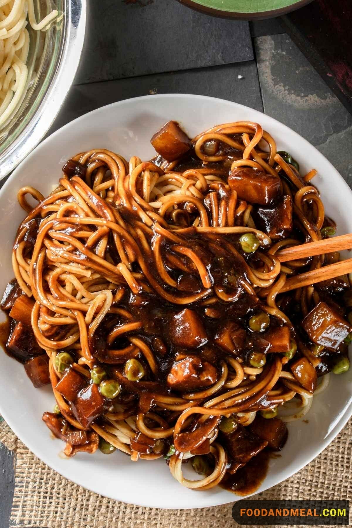 Korean-Chinese Noodles In Black Bean Sauce