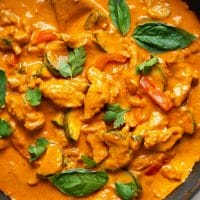 A Symphony Of Colors And Flavors: Thai Red Curry Chicken And Vegetable. 1