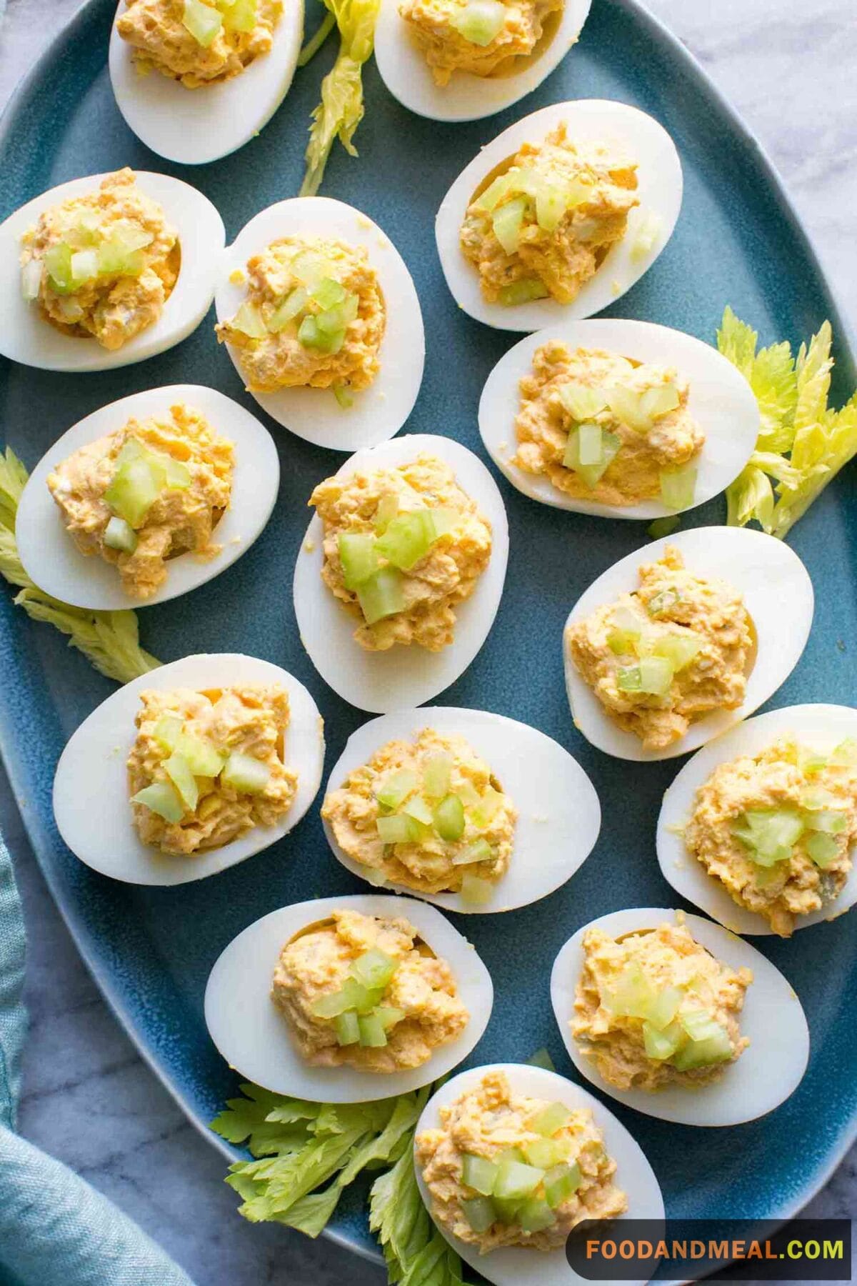 Buffalo Blue Cheese Deviled Eggs