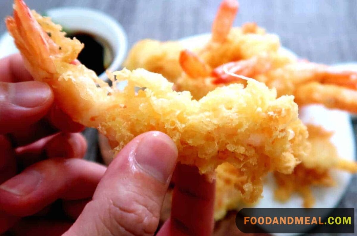 A Closer Look: Witness The Delicate Crispiness Of Our Shrimp Tempura.