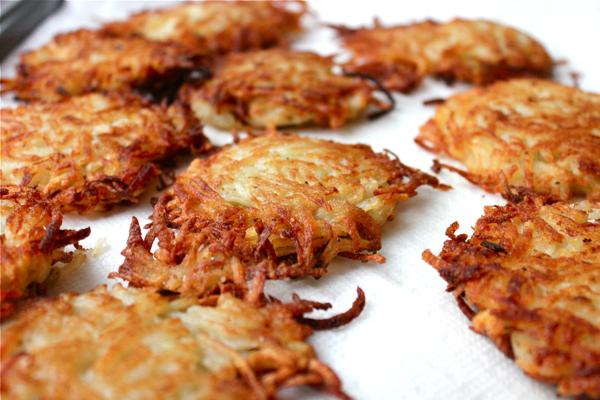 Golden Perfection: Oven-Baked Latkes, Crispy And Ready To Serve.