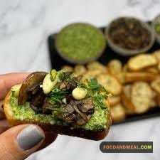 Baguette With Mushroom Pesto And Cheese