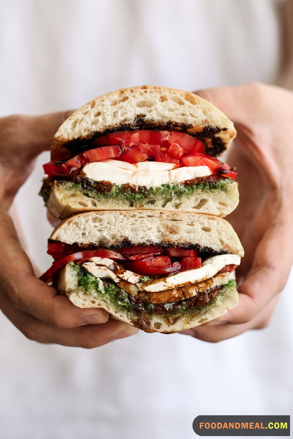 Ciabatta With Tomato, Mozzarella, And Basil Pesto